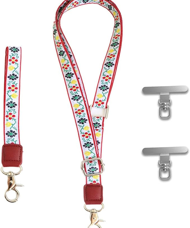 LEMEDE Wrist Keychain and Adjustable Phone Lanyard, Silver Hook Phone Crossbody Strap with 360° Rotating Phone Pads