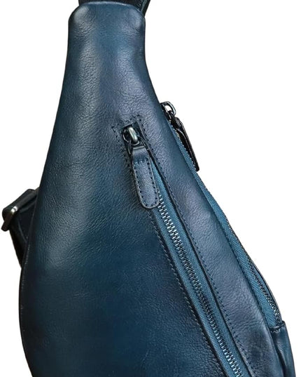 LRTO Genuine Leather Sling Bag for Men and Women Vintage Real Leather Crossbody Chest Bags Backpack Purse for Travel Hiking