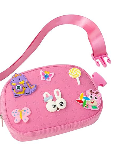 Cute Diy Pink Waist Fanny Pack for Girls, Crossbody Bag Purse Belt Bag,Dance Recital Birthday Gifts for 3 4 5 6 7 8 9 10 11 12 Year Old Kids. (916Rose Red)