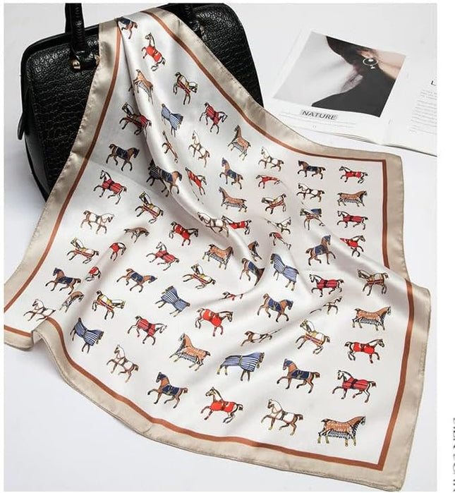 ANDANTINO 100% Pure Mulberry Silk Small Square Scarves -21'' x 21''- Digital Printed Neckerchief –Women Men Lightweight Scarf