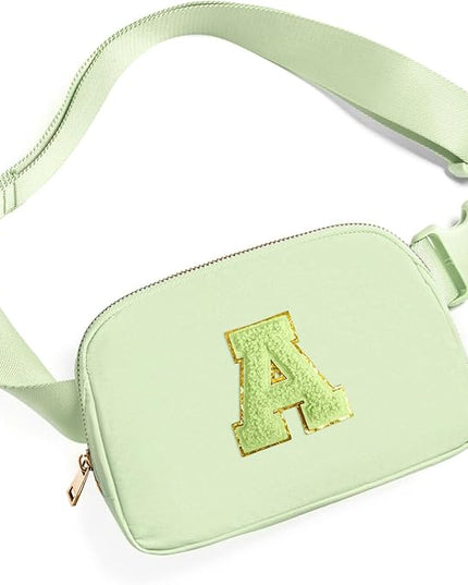 Gitus Gifts for 8 9 10 11 12 Year Old Girls Belt Bag Fanny Pack Crossbody Bags with Initial Letter Patch Cute Stuff Birthday Gifts for Teen Girls Women Personalized Trend Stuff (Light Green-A)
