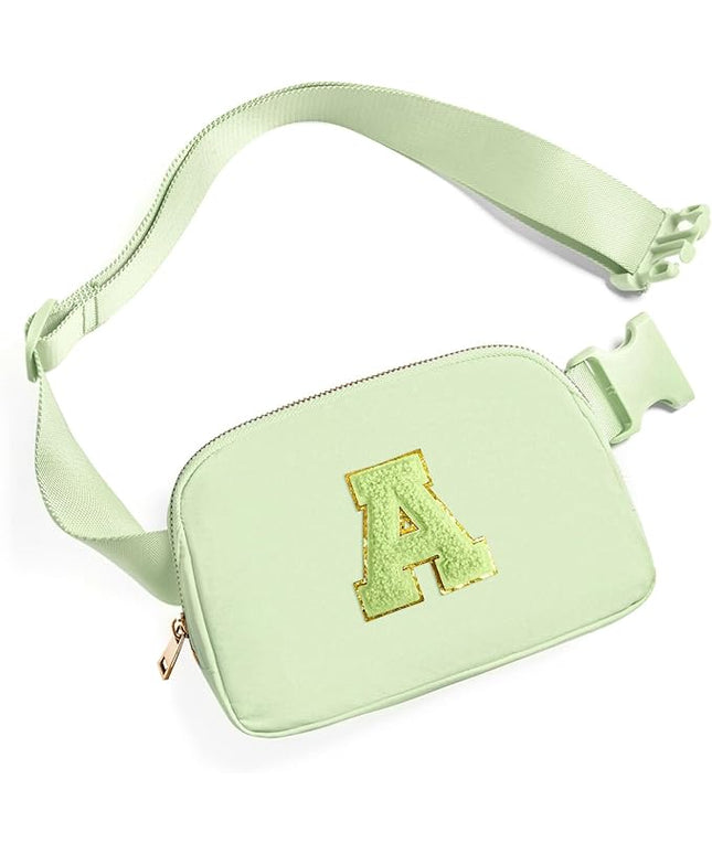 Gitus Gifts for 8 9 10 11 12 Year Old Girls Belt Bag Fanny Pack Crossbody Bags with Initial Letter Patch Cute Stuff Birthday Gifts for Teen Girls Women Personalized Trend Stuff (Light Green-A)