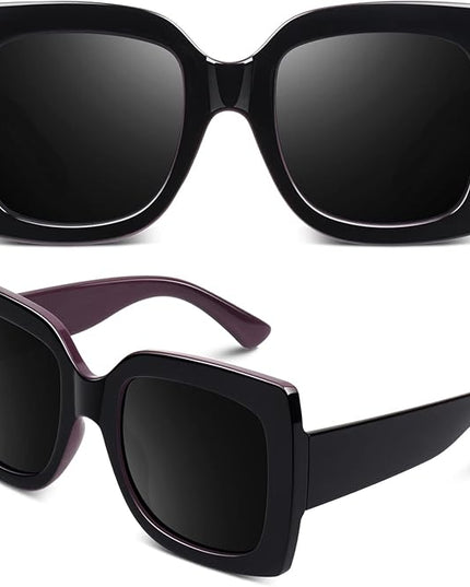 GQUEEN Oversized Square Frame Sunglasses Womens Retro Vintage Trendy Shades,S904