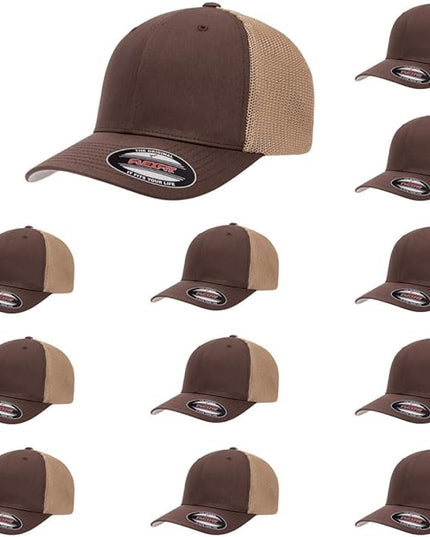 Flexfit 6511 Fitted Mid-Profile Stretchable Mesh Panels Trucker Cap | Bulk Pack Available