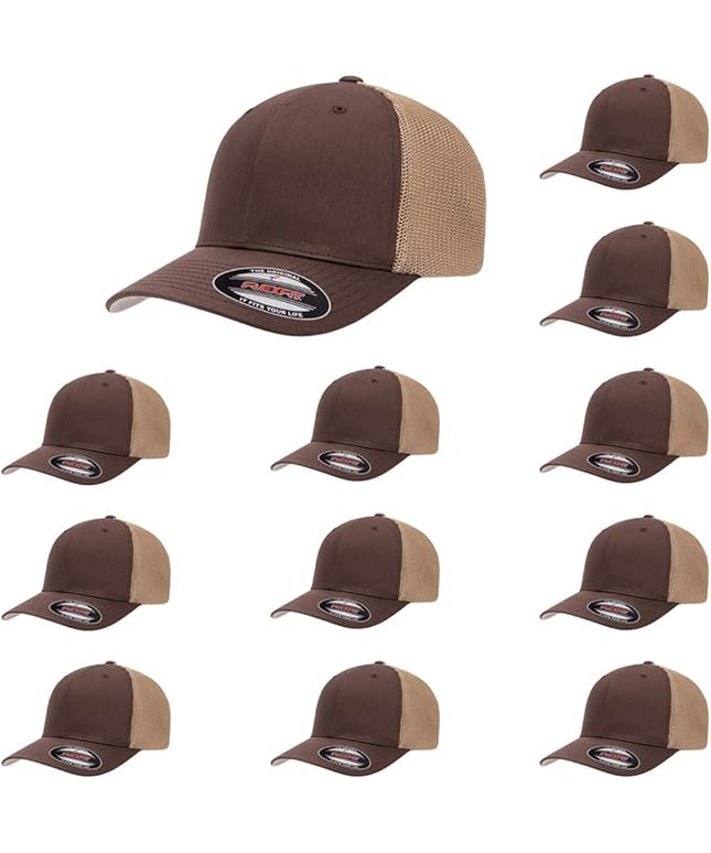 Flexfit 6511 Fitted Mid-Profile Stretchable Mesh Panels Trucker Cap | Bulk Pack Available