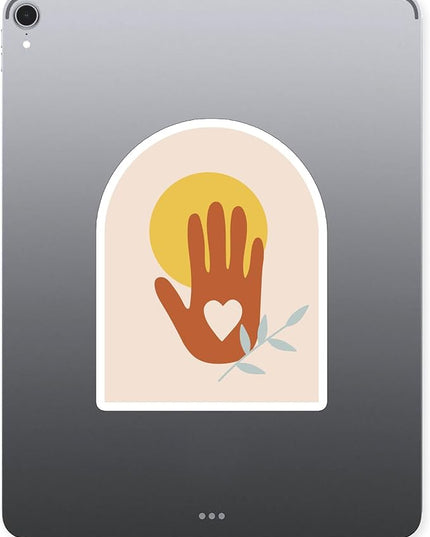 (1PC) Sun Heart Hand Flowers Sticker for Phone Tablet Laptop Car Truck Window | 4" Sticker