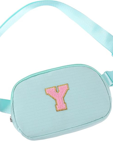 Glratn Initial Letter Fanny Pack for Girls,Patch Belt Bag,Toddler Crossbody Bags，Gifts for 3 4 5 6 7 8 9 10 11 12 Year Old Teens Kids,Christmas Graduation Gifts for Teen Girls ，(Light green-Y)