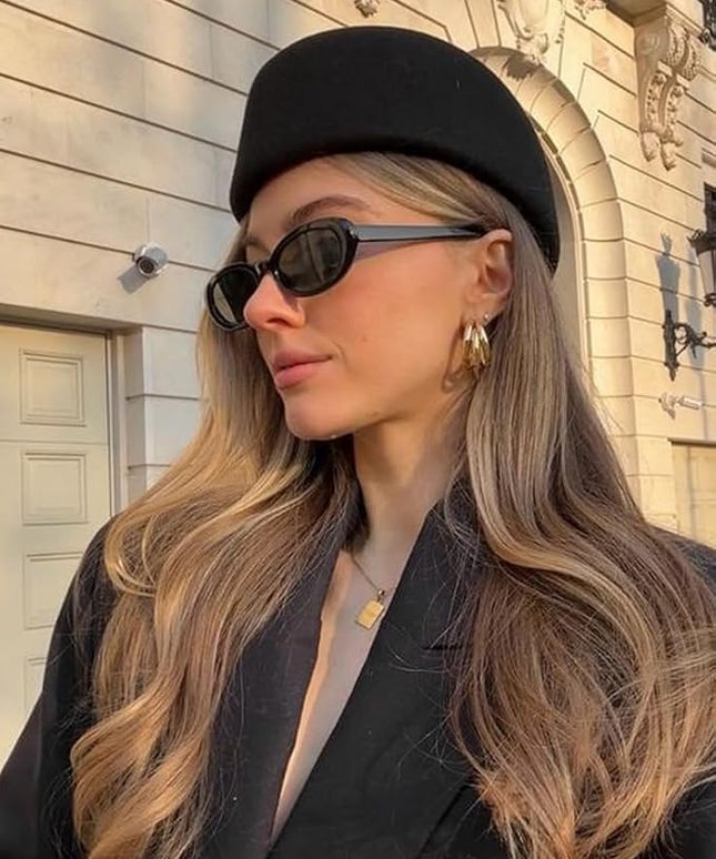 90s Sunglasses for Women Men Retro Small Oval Sunglasses