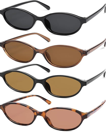 Retro Oval Cat Eye Sunglasses for Women Y2k Trendy Narrow Sunnies Designer Sun Glasses AR82253