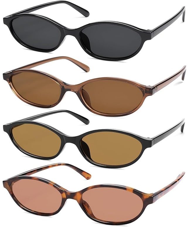Retro Oval Cat Eye Sunglasses for Women Y2k Trendy Narrow Sunnies Designer Sun Glasses AR82253