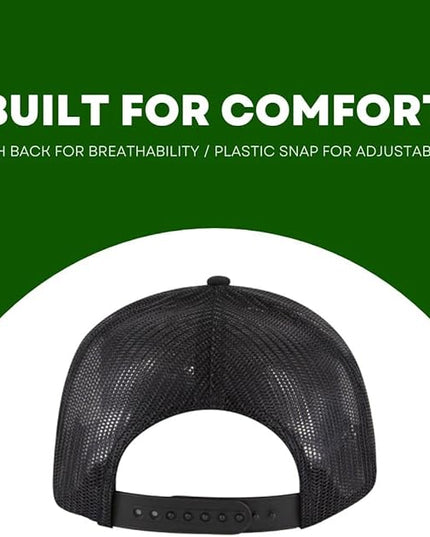 LINDO Trucker Hat [ Palm Tree 2.0 Design ] for Men and Women: Mid Profile Cap with Breathable Mesh Back and Adjustable Snap