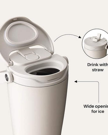 BOTTLE BOTTLE Insulated Tumbler with Handle & Straw Lid, 30oz Stainless Steel Leak-Proof Water Bottle for Hot & Cold Drinks, Add Ice Without Unscrewing, BPA-Free for Travel, Sports, Office(Gray)