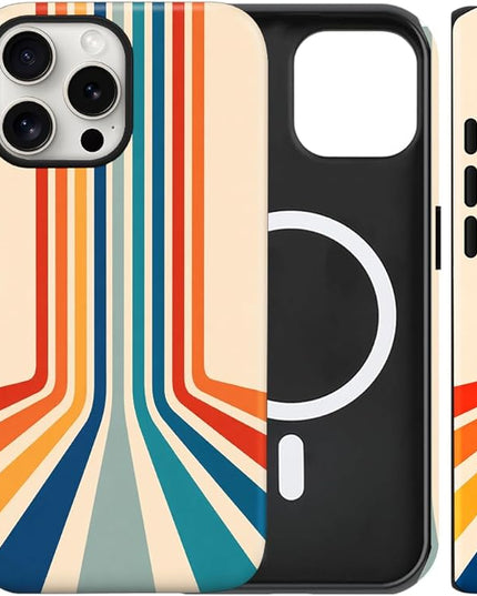 Magnetic for iPhone 16 Pro Case Cute Frog Stripes Phone Case, Summer Shockproof Slim TPU and Hard PC Protective Phone Cover Compatible with MagSafe Designed for Women Girls