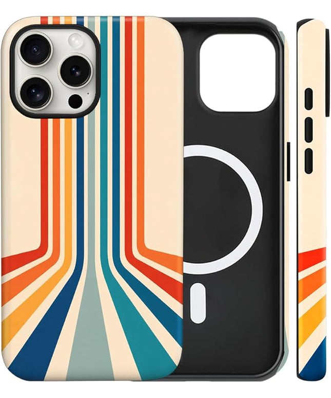 Magnetic for iPhone 14 Pro Case Cute Frog Stripes Phone Case, Summer Shockproof Slim TPU and Hard PC Protective Phone Cover Compatible with MagSafe Designed for Women Girls