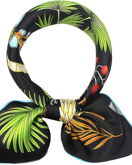 ANDANTINO 100% Mulberry Silk Scarf -21” Lightweight Square Neckerchief – Breathable Digital Printed Scarves with Gift Packed
