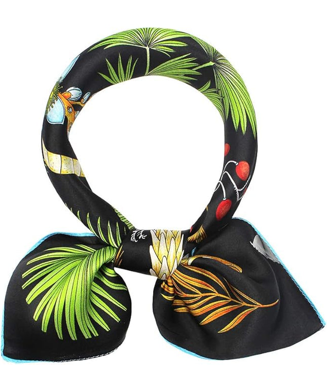 ANDANTINO 100% Mulberry Silk Scarf -21” Lightweight Square Neckerchief – Breathable Digital Printed Scarves with Gift Packed