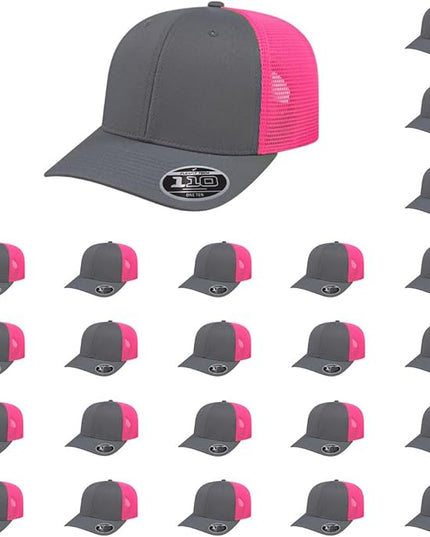 Cap America i8502 Flexfit 110 Premium Mid Profile 6-Panel Mesh Back Trucker Cap Hat w/UV Guard & Adjustable Snapback