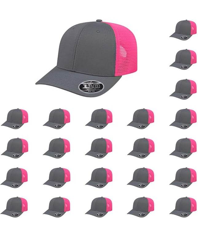Cap America i8502 Flexfit 110 Premium Mid Profile 6-Panel Mesh Back Trucker Cap Hat w/UV Guard & Adjustable Snapback