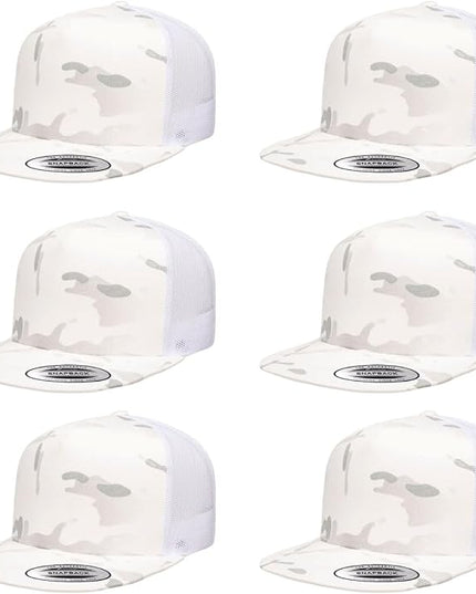 Yupoong 5-Panel YP Classic Trucker Cap | High Profile Flat Visor Snapback | OSFM | Bulk Packs Available