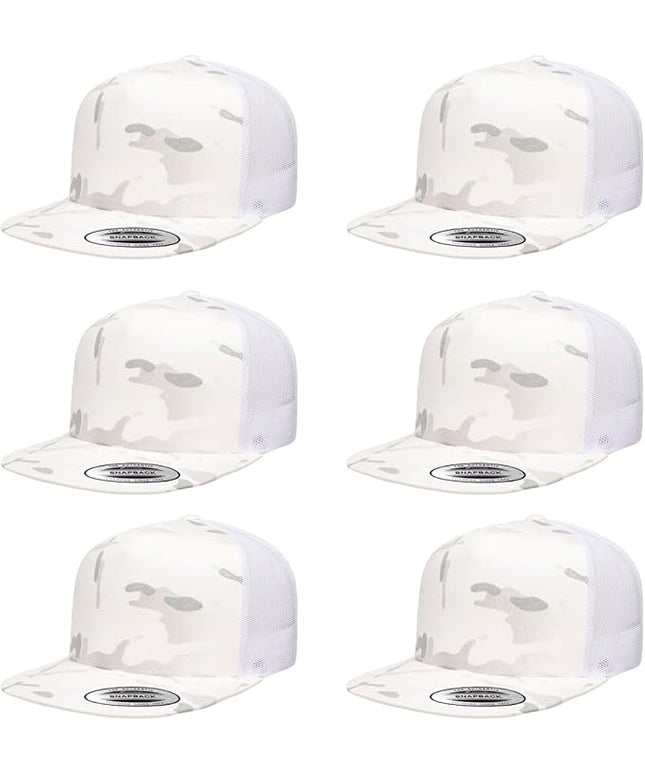 Yupoong 5-Panel YP Classic Trucker Cap | High Profile Flat Visor Snapback | OSFM | Bulk Packs Available