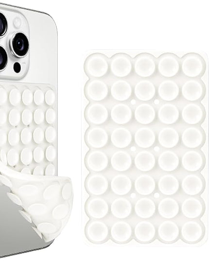 1 Pack Silicone Suction Cup Phone Case Mount Double Sided, Phone Accessories Hands-Free Strong Grip Holder for Selfies and Videos, Silicon Phone Stand Sticky for iPhone and Android White