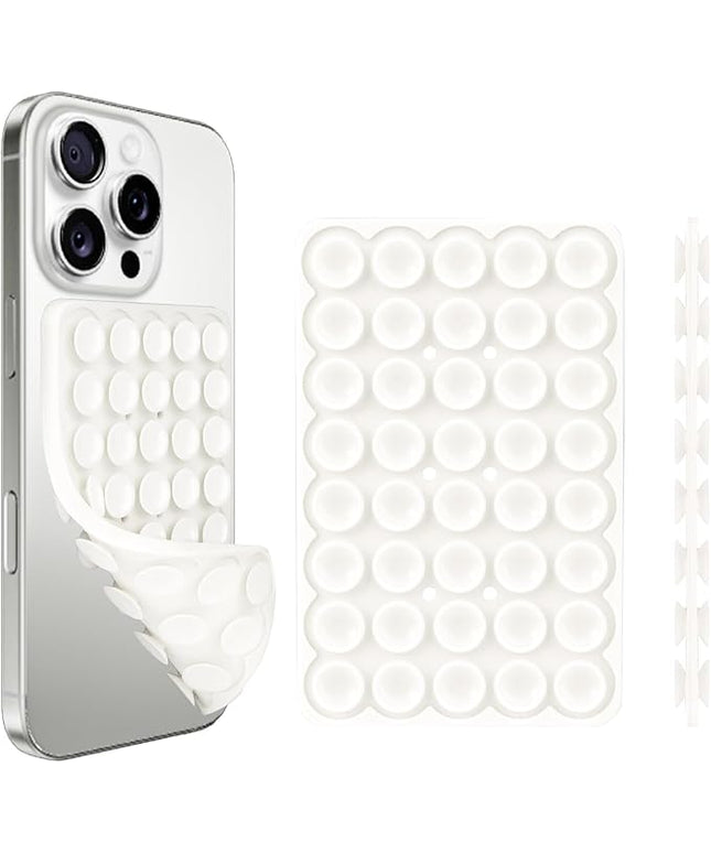 1 Pack Silicone Suction Cup Phone Case Mount Double Sided, Phone Accessories Hands-Free Strong Grip Holder for Selfies and Videos, Silicon Phone Stand Sticky for iPhone and Android White