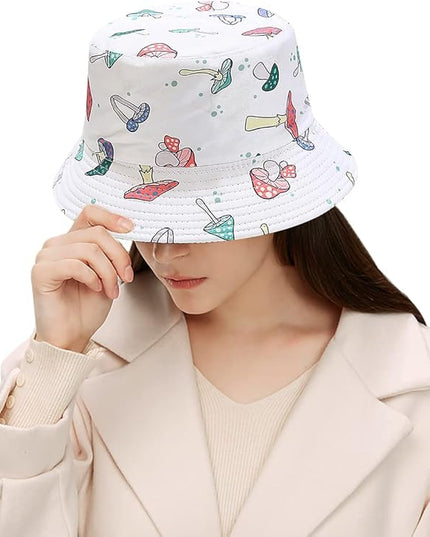 Malaxlx Unisex Bucket Hat Beach Sun Hat Aesthetic Fishing Hat for Men Women Teens, Reversible Double-Side-Wear