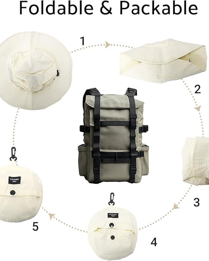 PFFY Quick Dry Waterproof Packable Bucket Hat for Women Men Outdoor Sun Hats with Detachable Chin Strap