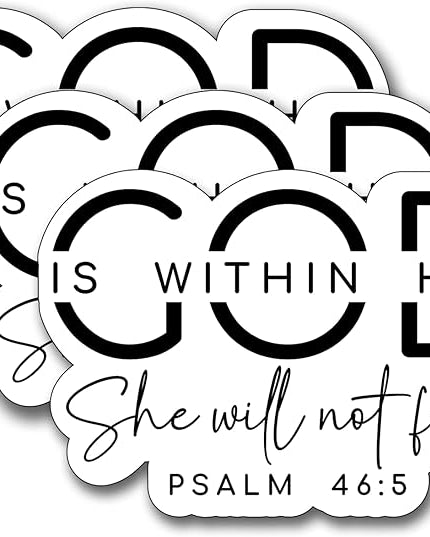 (3Pcs) God is Within Her She Will Not Fall Sticker, Christian Gifts Decorate Books Laptop Phone, Water Bottles Kindles Stickers, Tumbler Sticker Waterproof Vinyl Decorate 3 x 2,2" Inch