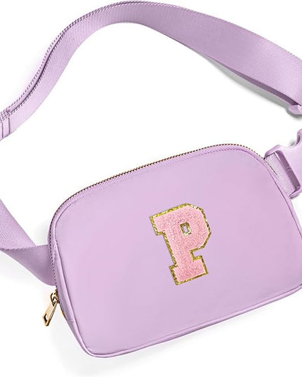 Gitus Initial Belt Bag Fanny Pack Crossbody Bag for Girls Birthday Gifts Age 8-10 Teen Girl Gifts Trend Stuff Personalized Letter Gifts for Daughter Sister (Lavender-P)
