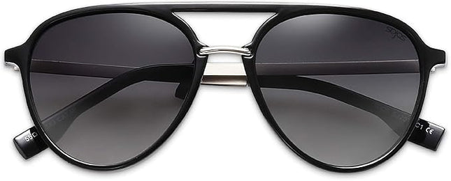 SOJOS Retro Aviator Polarized Sunglasses for Women Men Double Bridge Ladies Shades