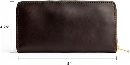 Portland Leather Goods Women's Accordion Zip Wallet – Handcrafted in Durable, Full-Grain Leather – 8 Card Slots & Secure Zippered Pocket – Grizzly
