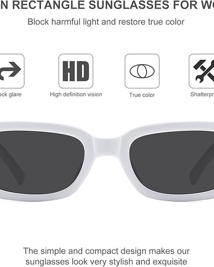JASPIN Rectangle Sunglasses for Women Men Trendy Y2k Retro 90s Sun Glasses UV Protection Cool Square Frame