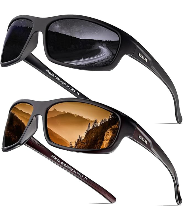 BEALER Polarized Sports Sunglasses for Men Lightweight TR90 Frame Sun Glasses Driving Cycling Fishing UV Protection Shades