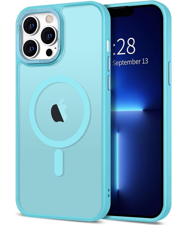 Hython Case for iPhone 13 Pro Max Case Magnetic Translucent Matte Phone Cases 6.7" [Compatible with MagSafe] Thin Slim Fit Shockproof Bumper Hard Protective Cover for Women Men Girls, Lake Blue