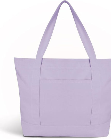 Eco Right Canvas Tote Bag for Women with Zip & Inner Pocket, 100% Organic Cotton Tote Bags for Men, Shopping, Beach