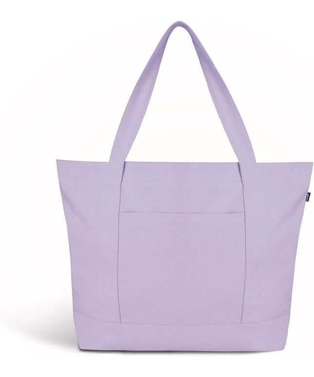 Eco Right Canvas Tote Bag for Women with Zip & Inner Pocket, 100% Organic Cotton Tote Bags for Men, Shopping, Beach