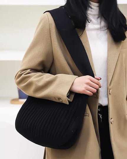 ENBEI Women's Crochet Tote Bag Knit Shoulder bag,Aesthetic Bag,Cute Eco-Friendly Tote for Travel,Daily Use,Gift Box Packaging