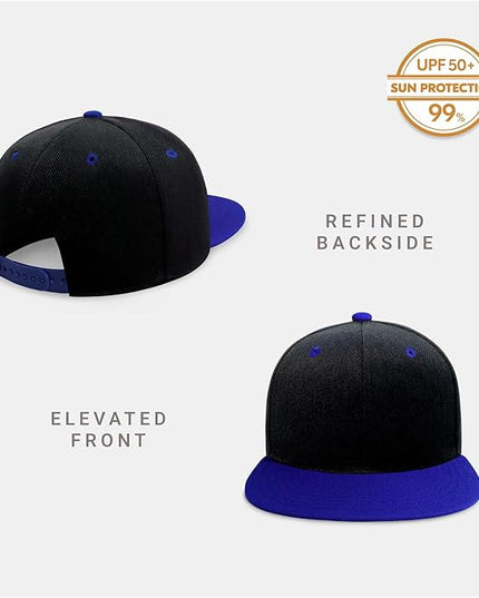 CHOK.LIDS Flat Bill Visor Classic Snapback Hat Blank Adjustable Brim High Top End Trendy Color Style Plain Tone Baseball Cap