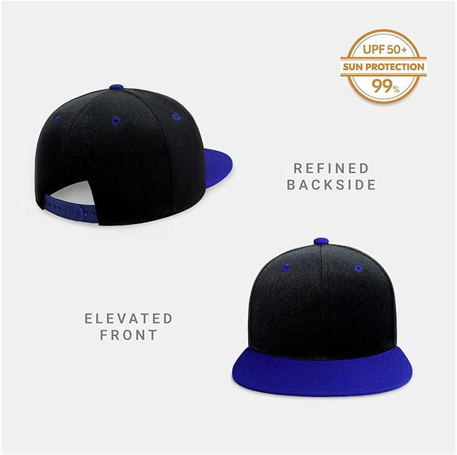 CHOK.LIDS Flat Bill Visor Classic Snapback Hat Blank Adjustable Brim High Top End Trendy Color Style Plain Tone Baseball Cap