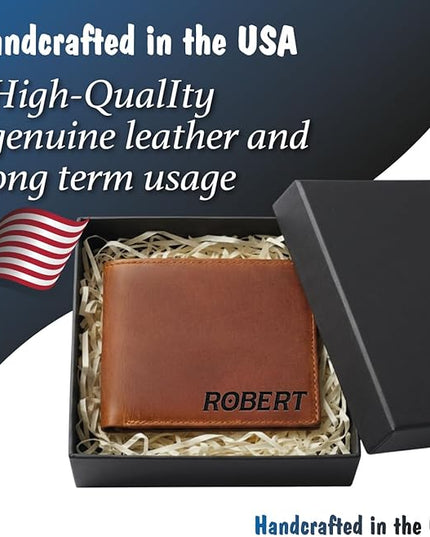 Custom Wallet for Men - Personalized Gift for Your Son, Dad, Lover, Valentine, Birthday, Father's Day, Grandfather, Anniversary, Christmas - Premium Wallet with Names Engraved in Stylish Fonts