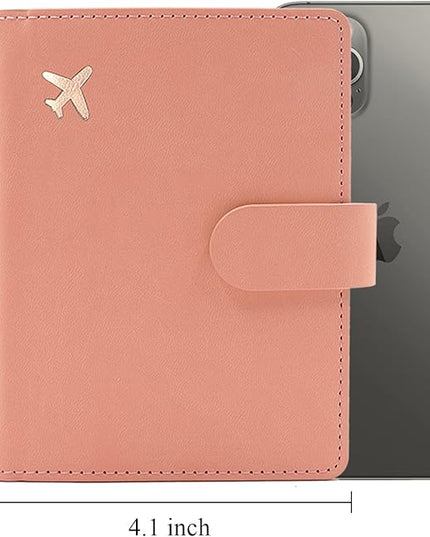 Deziliao Faux Leather Passport and Vaccine Card Holder, Pink, Waterproof, Rfid Blocking, Slim, Unisex