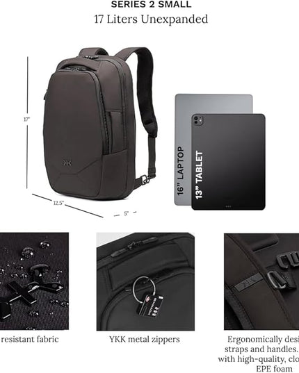 Knack Small Series 2 Laptop Backpack Fits up to 16 Inch Laptops - Knack Bags Carry-On Backpack, TSA Approved, Expandable Travel Backpacks With 2 Day Outfit Capacity, Midnight Black