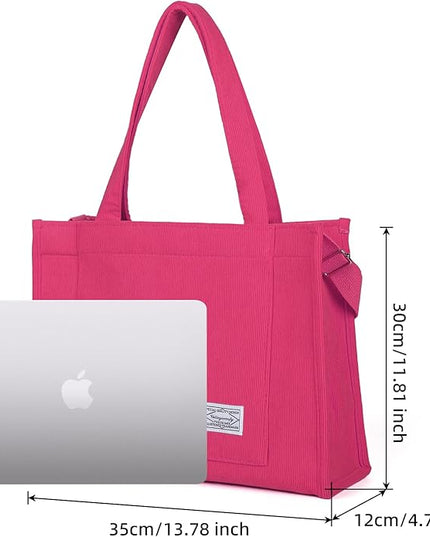 Valleycomfy Corduroy Tote Bag for Women Travel Crossbody Bag Purse Women Shoulder Bags Work Handbags Everyday Hobo Bag