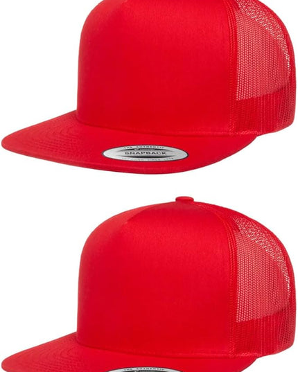 Yupoong 5-Panel YP Classic Trucker Cap | High Profile Flat Visor Snapback | OSFM | Bulk Packs Available