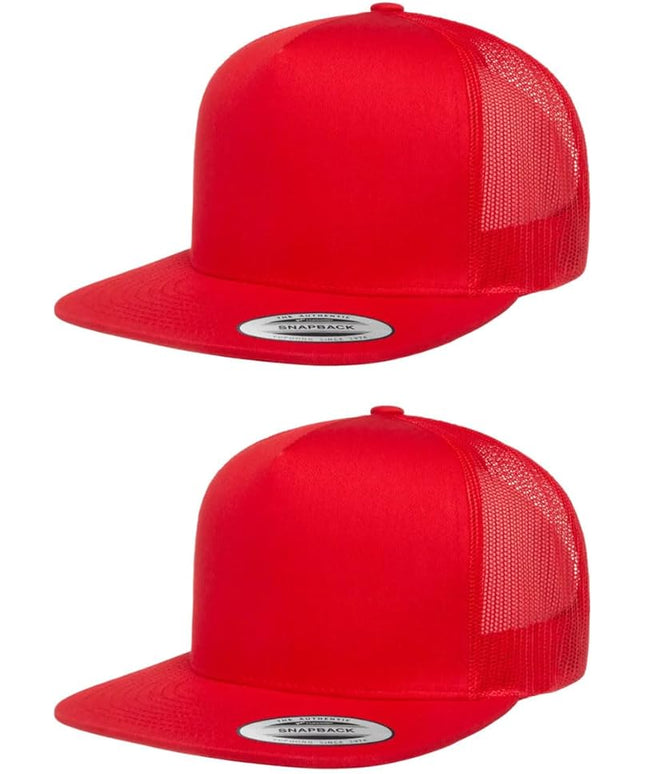 Yupoong 5-Panel YP Classic Trucker Cap | High Profile Flat Visor Snapback | OSFM | Bulk Packs Available