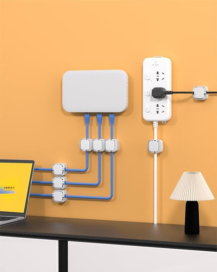 6 Pack Magnetic Cord Organizer & Cable Clips - Adjustable Under Desk Cable Management, Adhesive Wire Holder for Home, Office, Phone, Car, Wall, and Nightstand (White)