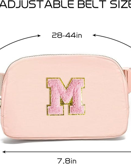 Gitus 6 7 8 9 10 Year Old Girl Gifts Belt Bag Fanny Pack Crossbody Bags with Initial Letter Patch Things for Teen Girls Easter Gifts for Girls Travel Essentials（Coral Pink-M）