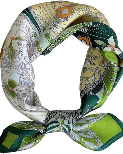 ANDANTINO 100% Pure Mulberry Silk Small Square Scarves -21'' x 21''- Digital Printed Neckerchief –Women Men Lightweight Scarf