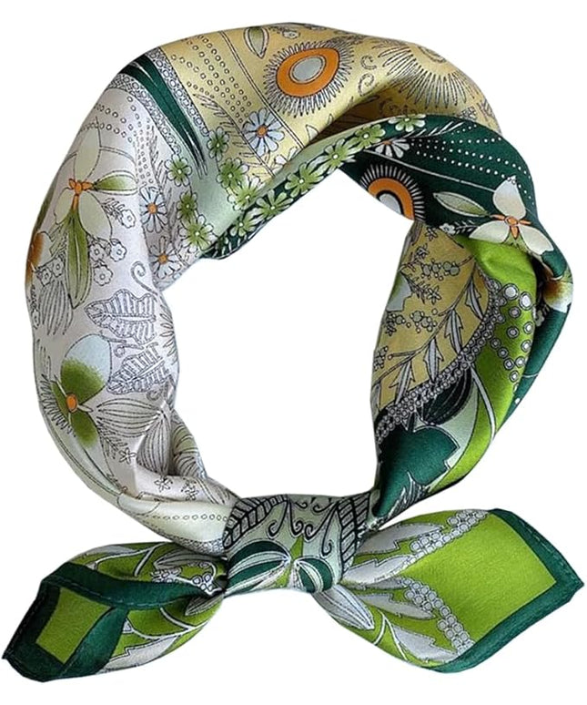 ANDANTINO 100% Pure Mulberry Silk Small Square Scarves -21'' x 21''- Digital Printed Neckerchief –Women Men Lightweight Scarf